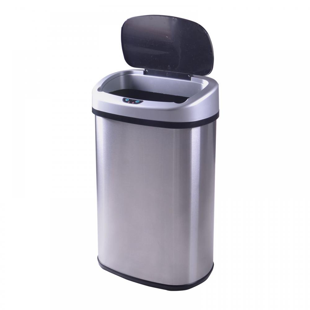 FDW | 13 Gallon Stainless Steel Trash Can with Lid | Silver