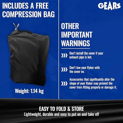 GEARS Trike Cover Compatible with Can-Am Ryker | Full Outdoor & Indoor Protection | Fits Ryker 600, 900, Sport, Rally | 2019, 2020, 2021, 2022, 2023