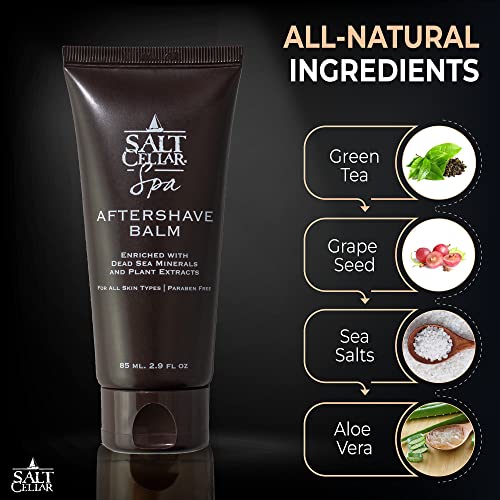 Salt Cellar Dead Sea Aftershave Balm – All-Natural Men’s After Shave with Botanical Extracts. Soothes Razor Burn, Hydrates Skin, and Absorbs Fast. Paraben-free. (Pack of 1, Dead Sea Minerals)