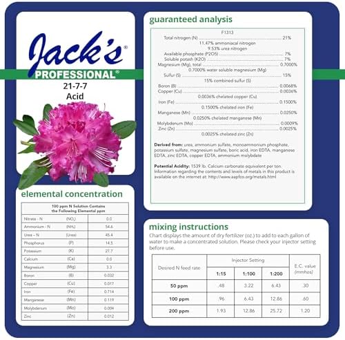 Jack's Professional 21-7-7 Water Soluble Fertilizer, 25lb | Powdered, Targeted Micronutrient Package, Rapid Correction of High pH Situations