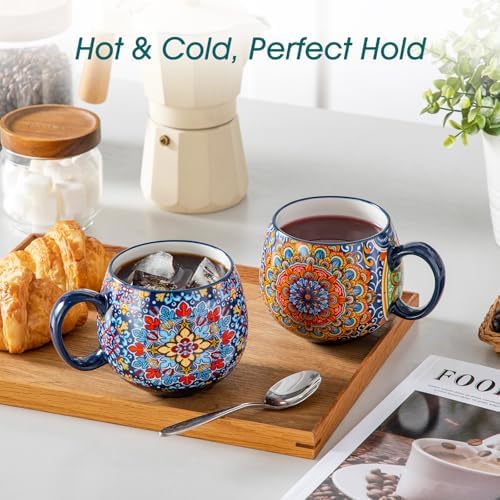 vancasso Coffee Mugs Set of 6, 18oz Ceramic Coffee Cups, Colorful | Porcelain Coffee Mugs for Cappuccino, Latte, Espresso