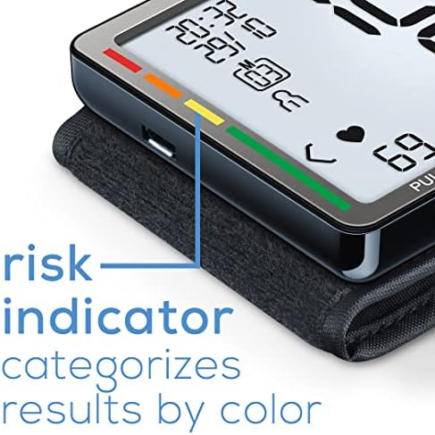 Beurer BC81 Wrist Blood Pressure Monitor – XL Display, Arrhythmia Detection, 120 Memory Sets – XL Blood Pressure Cuff Wrist for Home Use