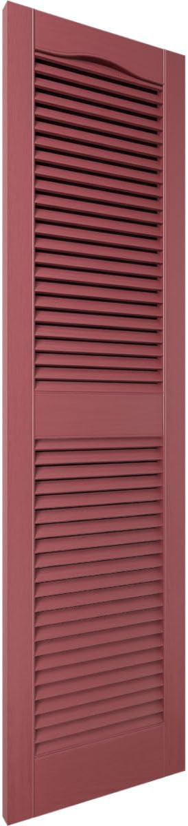 Ekena Millwork Lifetime Vinyl LL1S12X02500PG Standard Cathedral Top Center Mullion, Open Louver Vinyl Shutters, w/Installation Shutter-Lok's & Matching Screws (Per Pair), 12'W x 25'H, Paintable