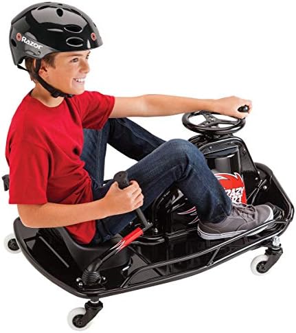 Razor Crazy Cart DLX for Kids Ages 9+ - 24V Electric Drfting Go Kart - Enhanced Drift Bar, Brodie Knob Steering, Variable Speed, Up to 12 mph