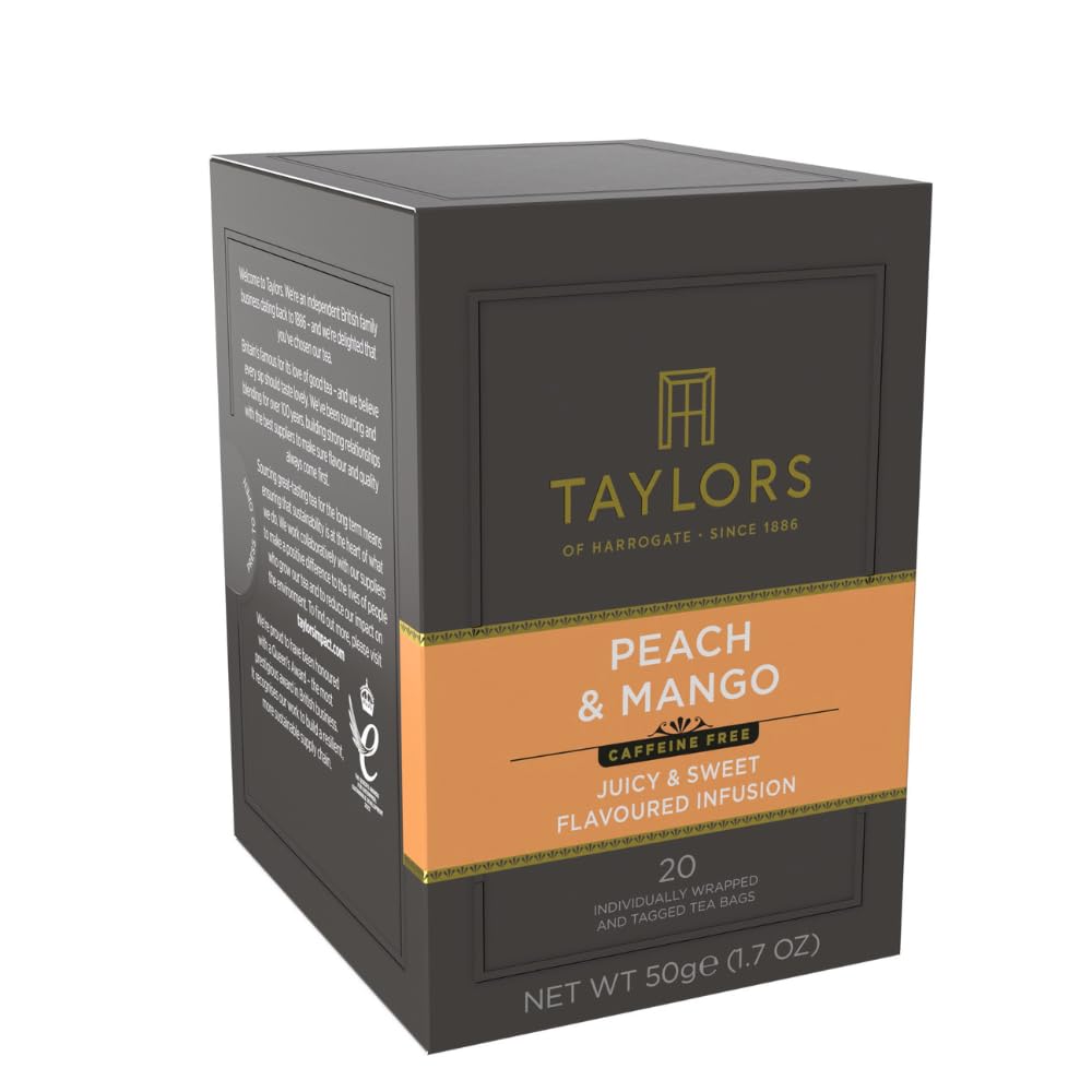 Taylors of Harrogate Green Tea with Lemon, Individually Wrapped Bags, 20 Count (Pack of 1), Citrussy, Mellow and Light, Caffeinated, Enjoy Hot or Iced, 20 Teabags