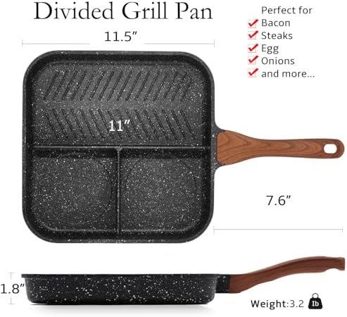 ESLITE LIFE Nonstick Grill Pan for Stove Tops, Versatile Griddle with Pour Spouts