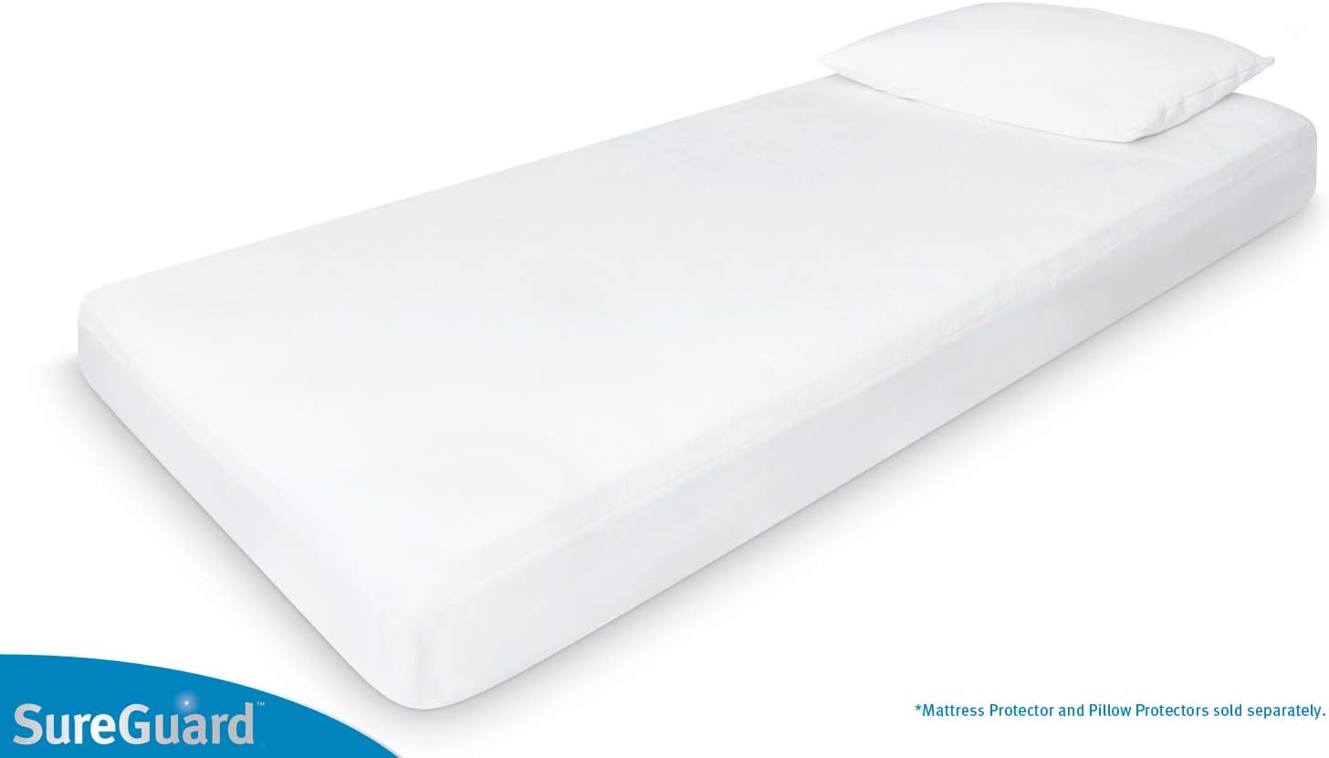 SureGuard Waterproof Mattress Protector, Queen Size Mattress Cover | Soft Noiseless Breathable Hypoallergenic Washable Mattress Pad, Stretchable Pockets fit Bed 6-20" Deep (Cotton Terry)