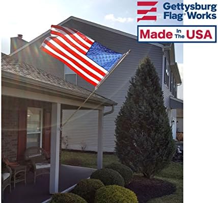 5x8' Battle-Tough® US Flag, Durable All-Weather Nylon American Flag, Sewn Stripes and Embroidered Stars for Outside, Made in USA by Gettysburg Flag Works