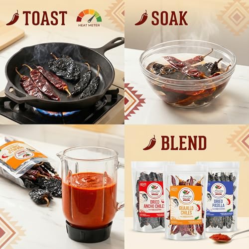 Dried Chile Peppers Variety Pack 12oz Ancho Guajillo Pasilla Mexican Chili