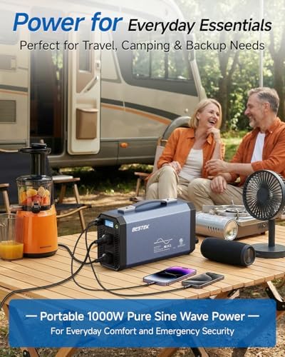BESTEK Pure Sine Wave Power Inverter - 1000W Car Inverter DC 12V to 110V AC - Car Charger Adapter Outlet with 4.8A Dual USB Charging Ports - Digital