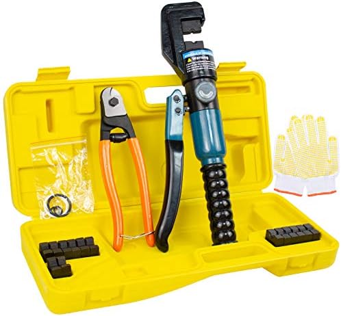 BLIKA 10 Ton Hydraulic Crimping Tool and Cable Cutter, Hydraulic Wire Battery Cable Lug Terminal Crimper Crimping Tool with 11 Dies