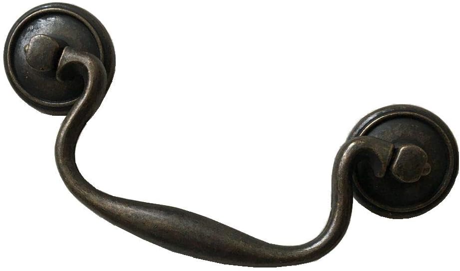 3.75" C-C Bail Drawer Pull Drop Dresser Pull Dark Antique Bronze Swing Drawer Handle Vintage Style 3 3/4" 96 mm Centers (Bail Pull- 3.75" (96 mm) Centers, Dark Antique Bronze)