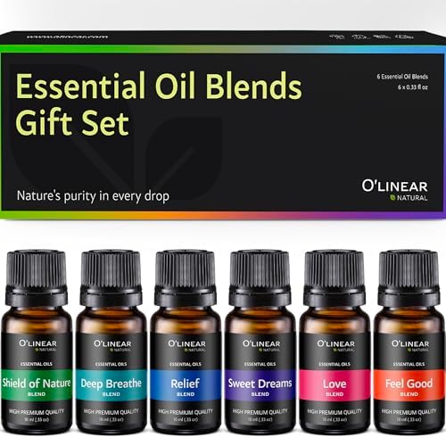 O'linear Essential Oils 6 Blends Set - Perfect for Humidifiers and Diffusers, Aromatherapy Diffuser Oils Scents, Essential Oil Kit for Home Use