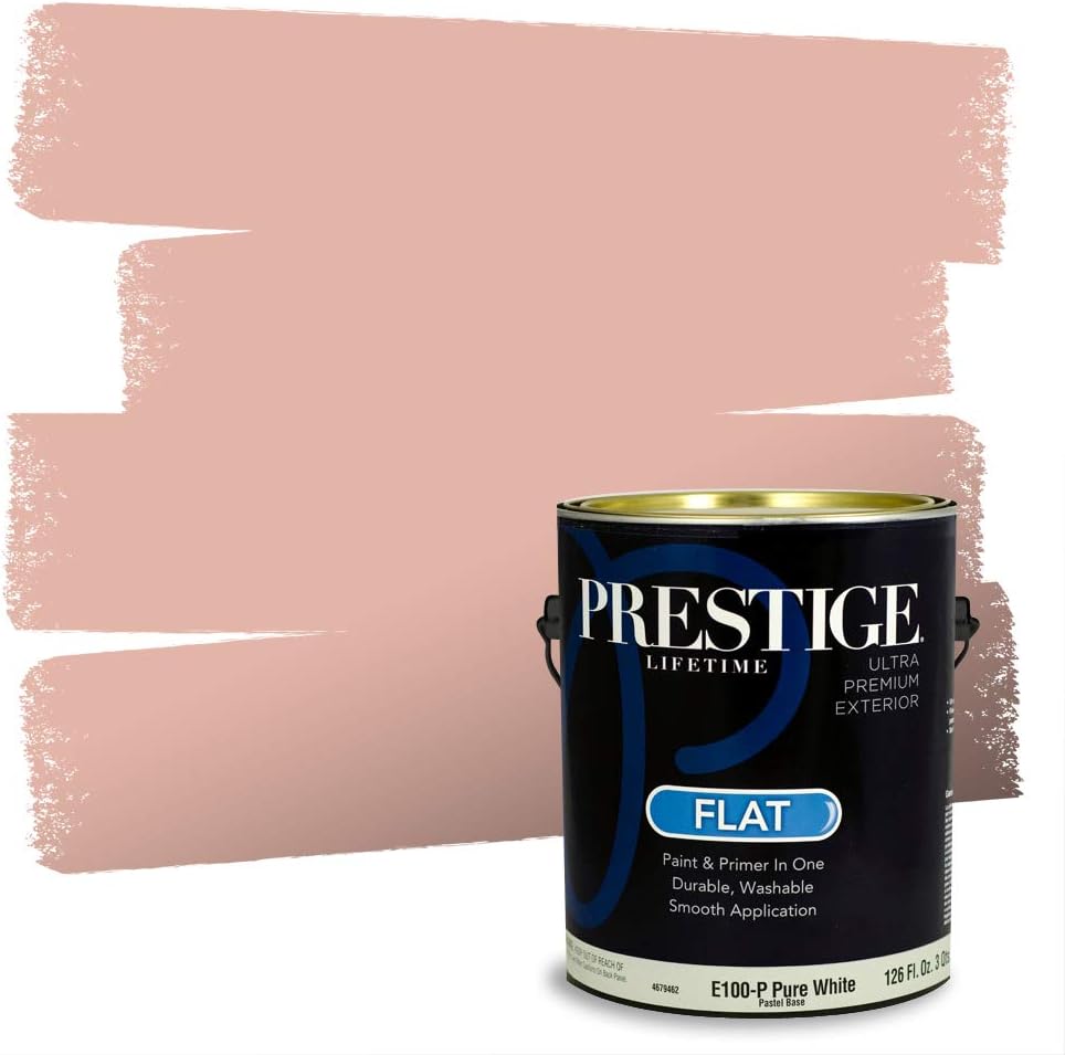 PRESTIGE E500-P-SW6303 Exterior Paint and Primer in One, 1-Gallon, Semi-Gloss, Comparable Match of Sherwin Williams Rose Colored, 1 Gallon, SW17-Rose