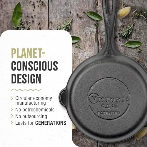 Victoria 10-Inch Cast Iron Skillet, Pre-Seasoned Cast-Iron Frying Pan with Long Handle, Made in Colombia | Pan with Long Handle, Made in Colombia