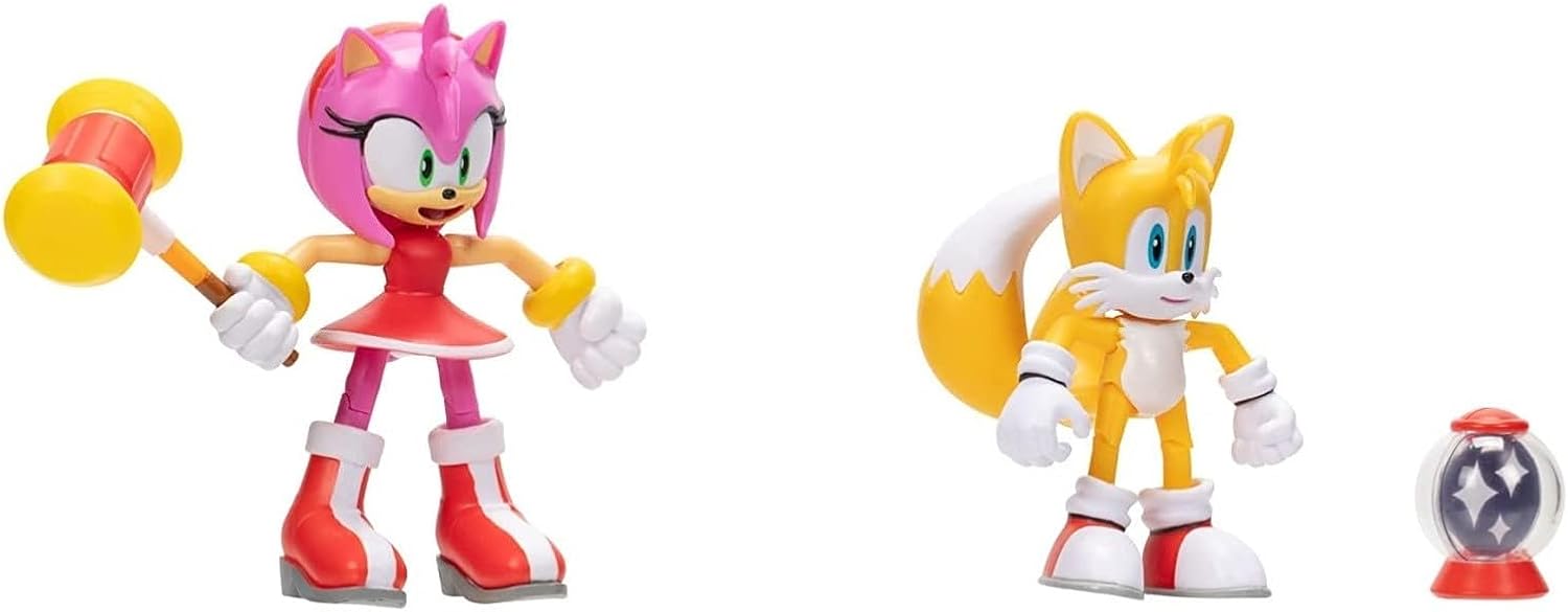 JAKKS Pacific Sonic the Hedgehog Sonic 4" Action Figure 2 Pack - Modern Tails & Modern Amy