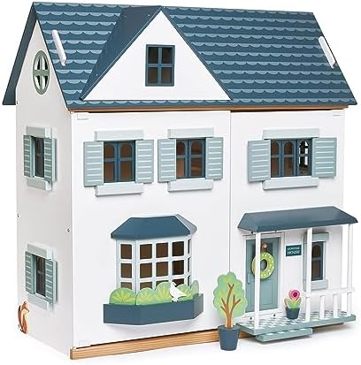 Tender Leaf Toys - Dovetail House - Large Luxury 27.36" Tall 3 Story Doll House with 6 Rooms - Gender-Neutral Dollhouse - Encourage Creative and