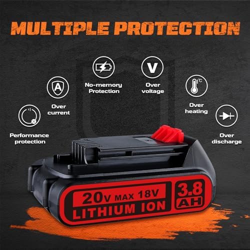 Masione 3.8Ah 20V Repalcement for Black and Decker 20V Lithium Battery BDL1805 LBXR20 LBXR2020-OPE Compatible with Black and Decker 20V Battery