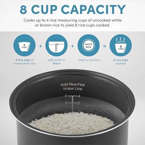 AROMA Digital Rice Cooker, 4-Cup (Uncooked) / 8-Cup (Cooked), Steamer, Grain Cooker, Multicooker, 2 Qt, Stainless Steel Exterior, ARC-914SBD