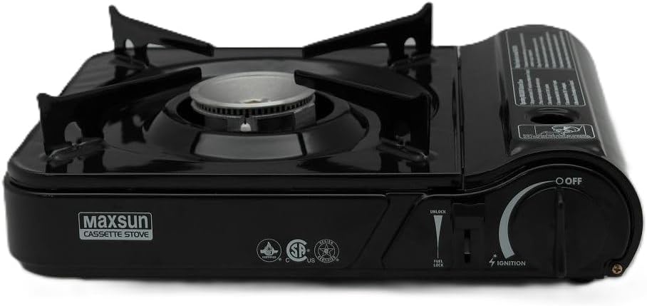 Maxsun Portable Gas Stove MS3800 (Black), 9,560BTU High Power, Camp Stove, Outdoor/Indoor, with Carrying Case