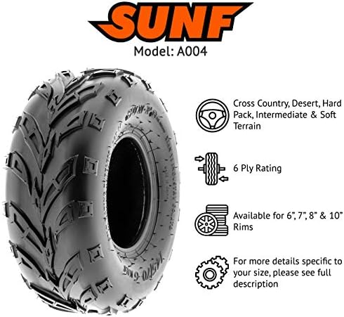 SunF A004 ATV UTV Off-Road Tire 22x10-10, 6 PR, Track & Trail, Tubeless