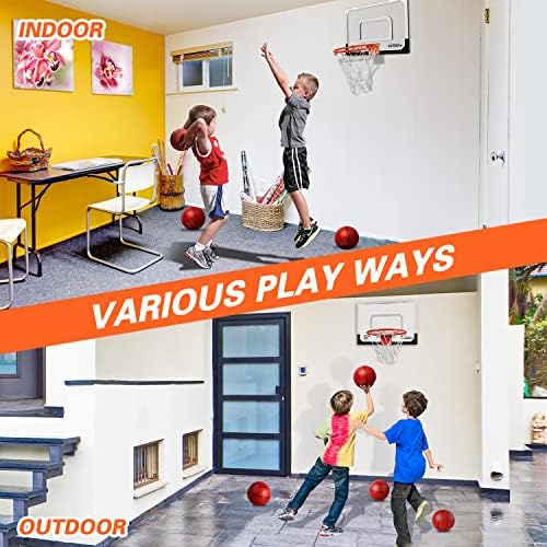 Mini Basketball Hoop Over The Door - Wall Mounted Basketball Hoop Set with Complete Accessories - Basketball Toys Gifts for 6 7 8 9 10 11 12 Year