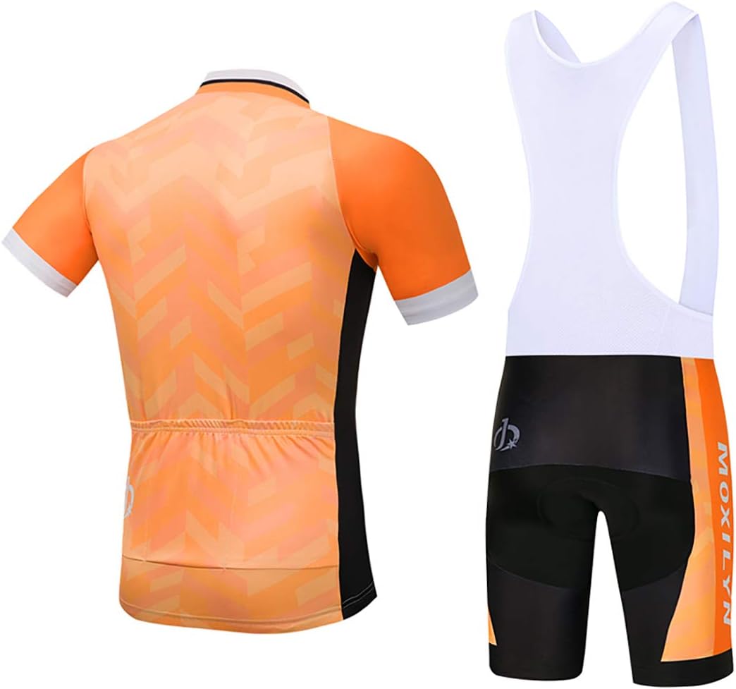 Men's Quick-Dry Cycling Jersey Set Road Bike Bicycle Shirt + Bib Shorts with 9D Gel Pad MTB Riding Clothing Kit