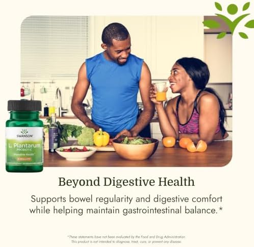 Swanson L. Plantarum - 10 Billion CFUs - Probiotic Supplement for Occasional Gas & Bloating - Supports Lower GI Tract Health* - No Refrigeration Needed - Non-GMO - 30 Vegan Capsules