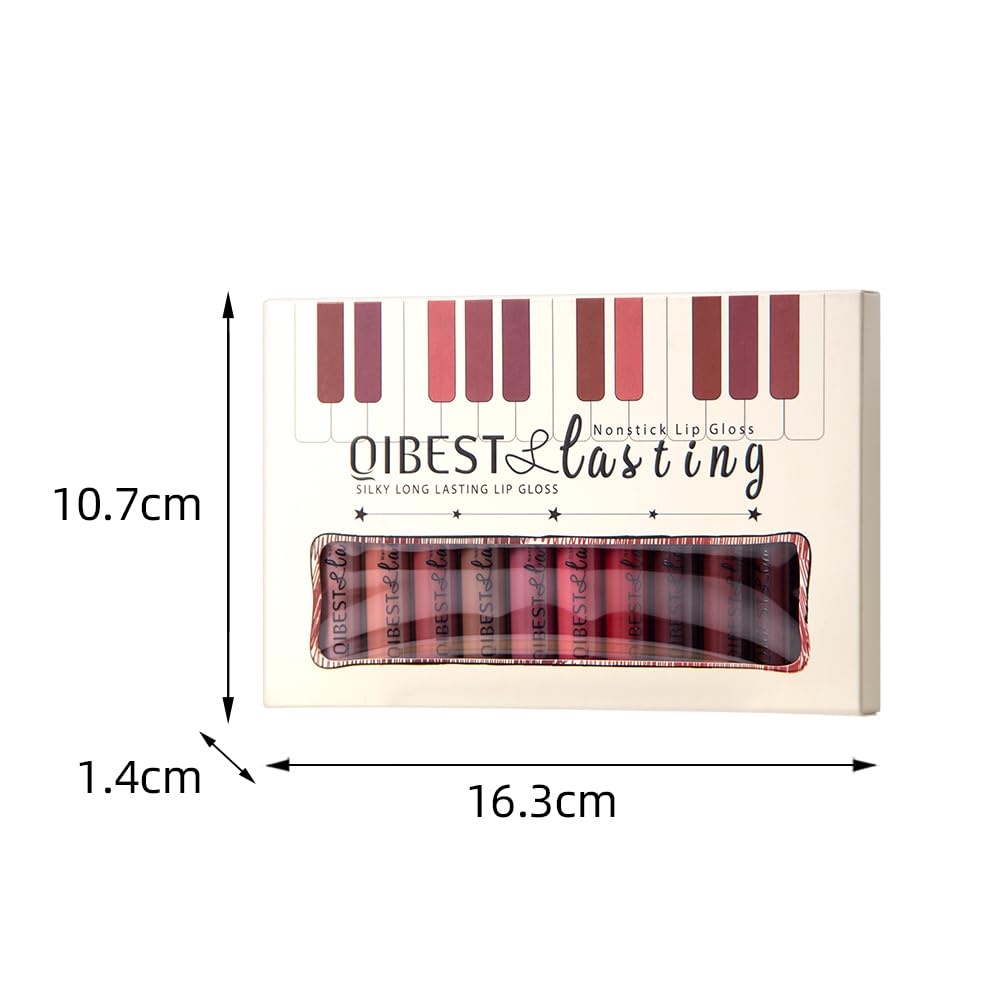 QiBest 7Pcs Matte Liquid Lipstick + 1Pcs Lip Plumper Makeup Set Kit, Pigmented Long Lasting Lip Gloss Set
