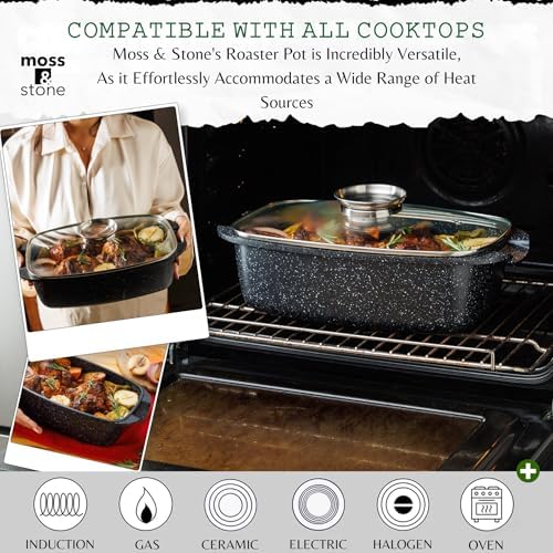 Moss & Stone 12" Deep Nonstick Skillet with Lid, 5 Qt Saute Pan, Oven Safe