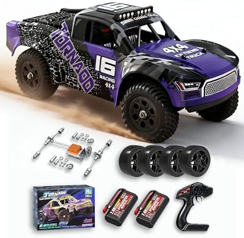 1:14 Scale All Terrain RC Cars for Adults & Boys (HS14323), Max Fast 40+ KPH, 4WD Off-Road RC Truck for Snow & Sand & Mud, 4X4 Waterproof Remote Control Car with 2 Rechargeable Batteries
