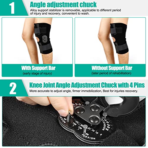 NEENCA Hinged Knee Brace, Knee Immobilizer with Locking Dials & Side Stabilizers, Medical ROM Knee Brace for Knee Pain, Arthritis, ACL, PCL, MCL