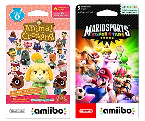 Nintendo Animal Crossing Cards Series 4 (Pack of 6 Cards) and Mario Sports Superstars amiibo (Pack of 5 Cards) - Bundle - Nintendo Switch