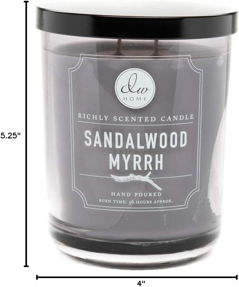 DW Home Warm Tobacco Pipe Scented Candles, 15 oz Large Double Wick Jar, Up to 56 Hour Burn Time, Strong Long Lasting Woodsy Fragrance, Gifts for Men & Women