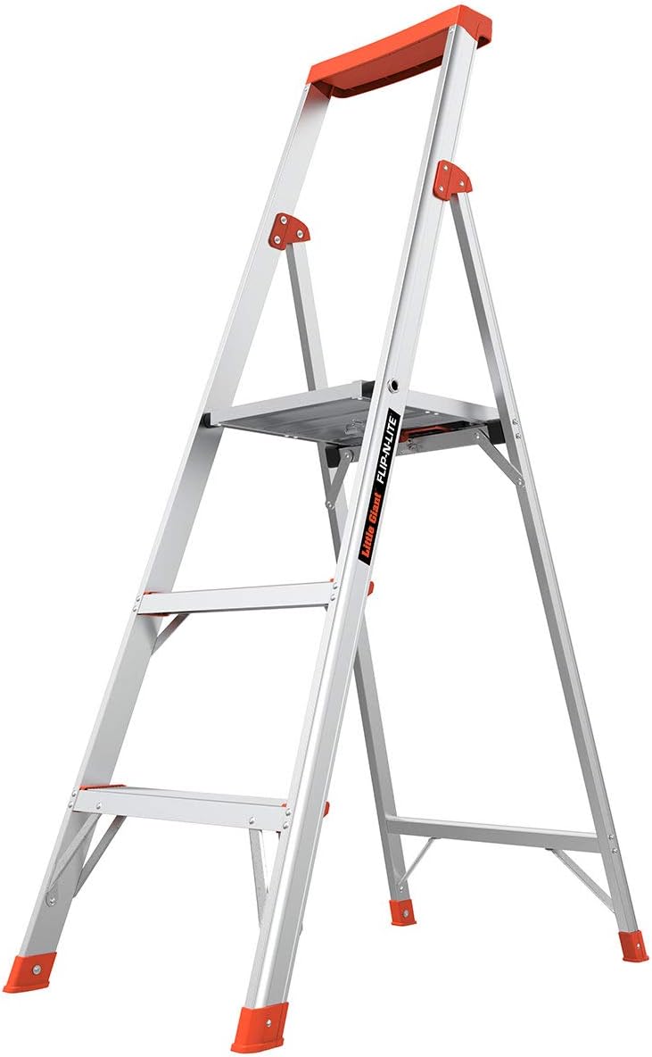 Little Giant Flip N Lite 5-ft Aluminum Stepladder, 15273-001 | Ultra Lightweight Ladder, Easy Release Handle, Wide Anti Slip Steps