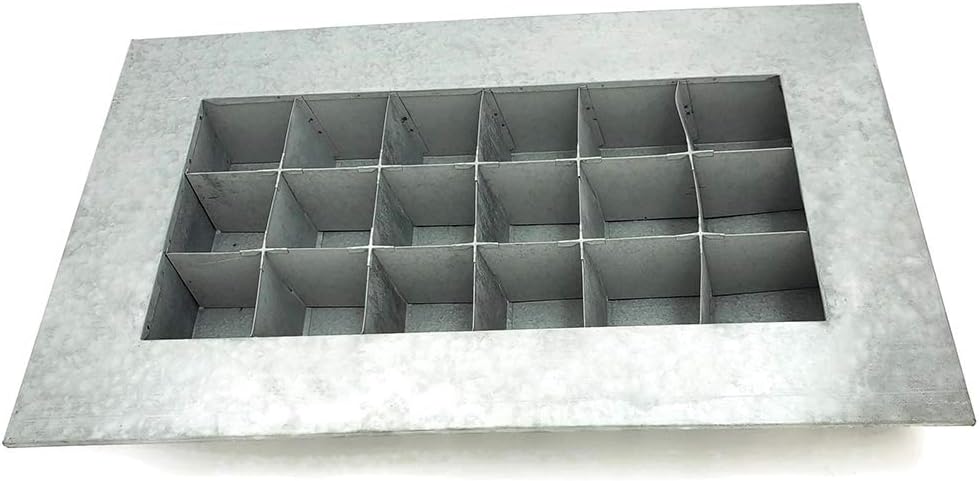 Modern Home Living Wall Galvanized Steel/Zinc Succulent Planter, Wall Mounted Garden Pocket Planter (18 Pocket, Aged Zinc)