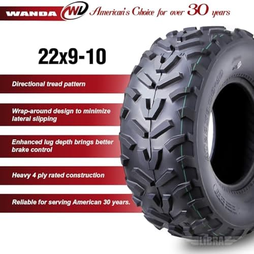 WANDA Sport ATV Tires 22X9-10 22x9x10 10280 Pathfinder K530 Style Mud PK2