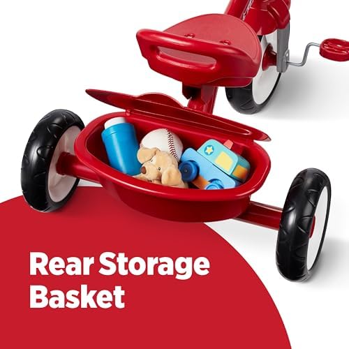 Radio Flyer Red Rider Trike, for Ages 2.5-5, Toddler Tricycle | Quiet Ride Wheels, Comfort Grip Handlebars, Easy Carry Seat Handle, Covered Storage Bin, (Amazon Exclusive)