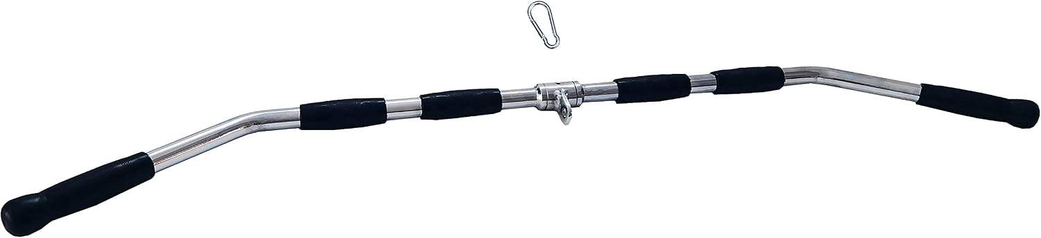 Revolving Lat Pulldown Bar for Cable Machine, Straight Bar with Rubber Grip - Tricep Press Down, Curl & Back Exercise Attachment for Home Gym