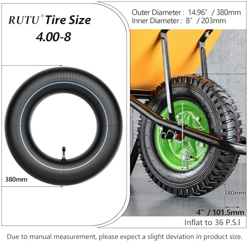 4.80/4.00-8" Premium Replacement Tire Inner Tubes, 2pack | TR87 angled valve for Mini Bikes, Go Kart, Lawn Mowers, Hand Truck