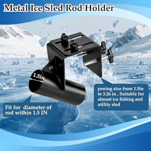 Metal Adjustable Ice Fishing Sled Rod Holder Upgraded 1.5-3.26inch Ice House Sled Rod Holder Heavy Duty Compatible Hands-Free Ice Fishing Pole