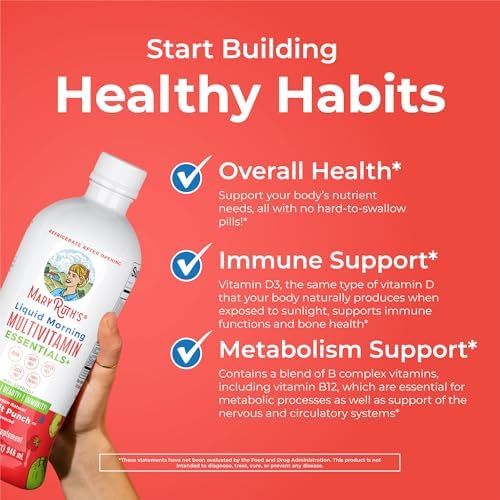 MaryRuth's Liquid Morning Multivitamin Essentials+, 2 Flavors, Vegan, 32oz