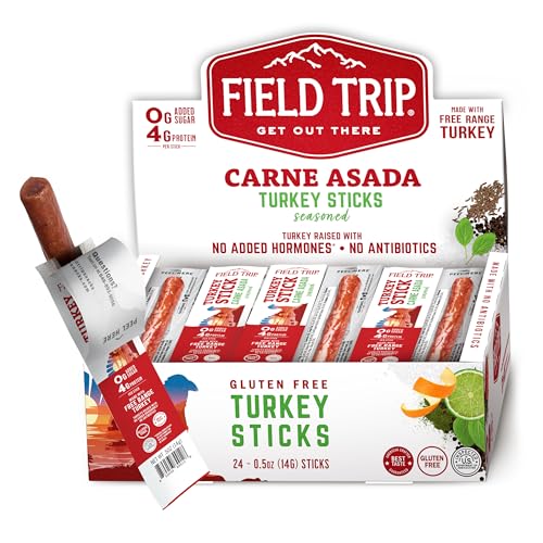 Field Trip Grass Fed Pepperoni Jerky Snack Sticks, Keto, Paleo, Gluten Free, Allergy Friendly Snack, High Protein, 50 Calorie Snack, 0.5oz, 24 Pack | Grass Fed, Keto, Paleo, Gluten Free, Allergy Friendly Snack, High Protein, 50 Calorie Snack