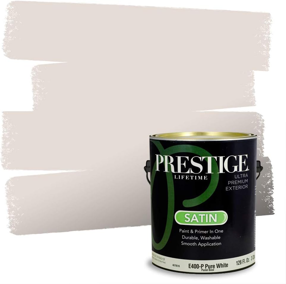 PRESTIGE Paints Exterior Paint and Primer In One, 1-Gallon, Satin, Comparable Match of Sherwin Williams* Socialite*