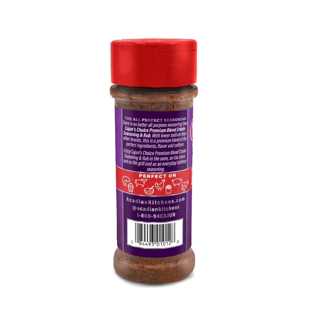 Cajun's Choice Blackened Seasoning - 2.75 oz Jar, Pack of 2, All Natural, Low Salt, Gluten-Free - Authentic Louisiana Spice for Fish & BBQ | Low-sodium, all-natural seasoning and rub for fish, seafood, chicken, pork, steak, vegetables and salads.