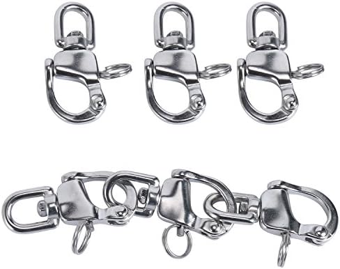 Amarine Made Pair of Swivel Eye Snap Shackle Quick Release Bail Rigging Sailing Boat Marine Stainless Steel for Sailboat Spinnaker Halyard CD309012