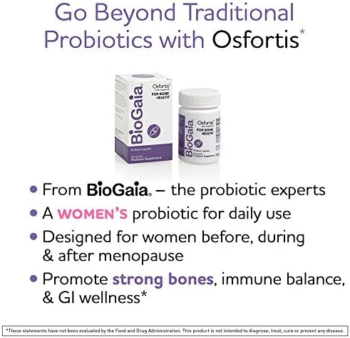 BioGaia Osfortis, Women’s Probiotic for Strong Bones, Immune Balance & GI Wellness, Contains L. reuteri 6475, 60 Capsules, 1 Pack