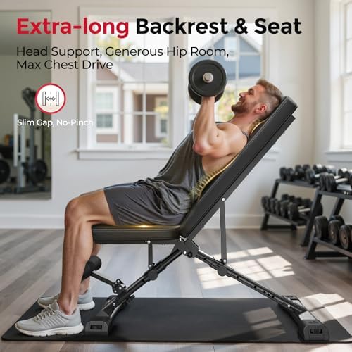 FLYBIRD WB5 Weight Bench, ASTM-Certified 800LBS Adjustable Weight Bench Workout Bench Foldable for Home Gym