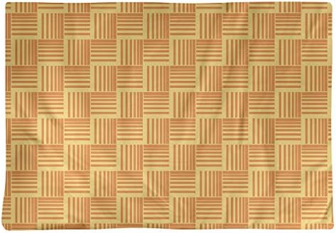 Dana Strider Two Color Basketweave Stripes Table Placemat, 18 x 14, Yellow & Orange
