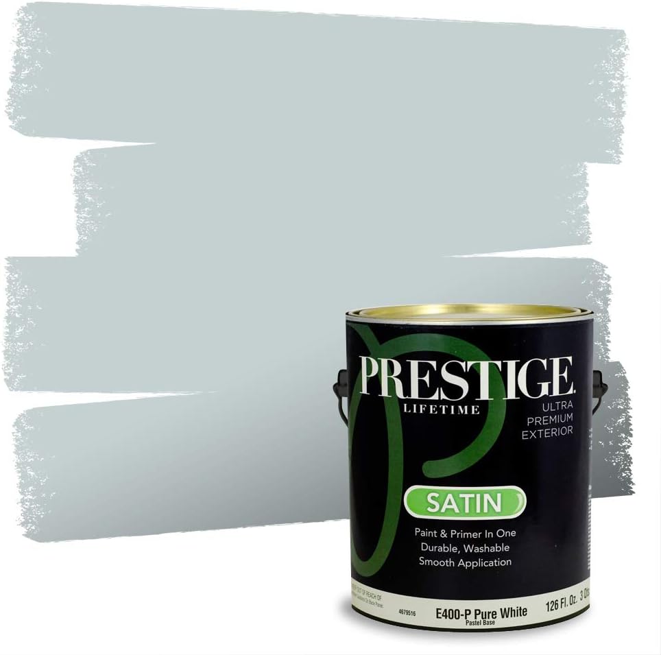 PRESTIGE Paints E100-T-SW6241 Exterior Paint and Primer in One, 1-Gallon, Flat, Comparable Match of Sherwin Williams Aleutian, 1 Gallon, SW18-Aleutian